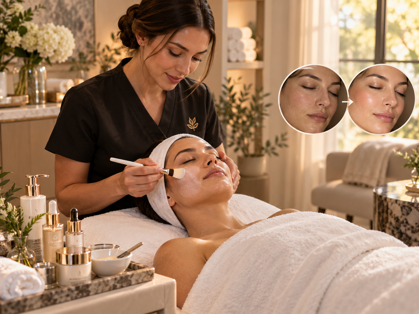 Guest enjoying a professional facial treatment at Kneaded Relief
