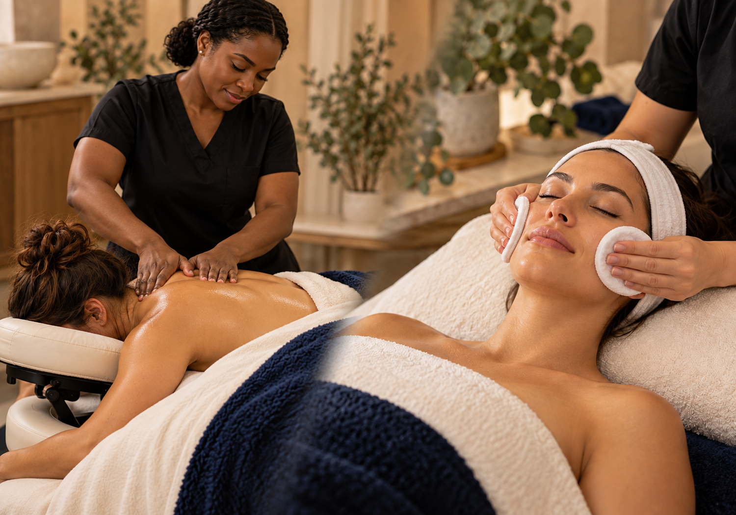 Guest receiving a facial treatment as part of a spa package