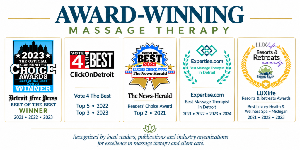 Kneaded Relief Massage & Spa awards for excellence in massage therapy